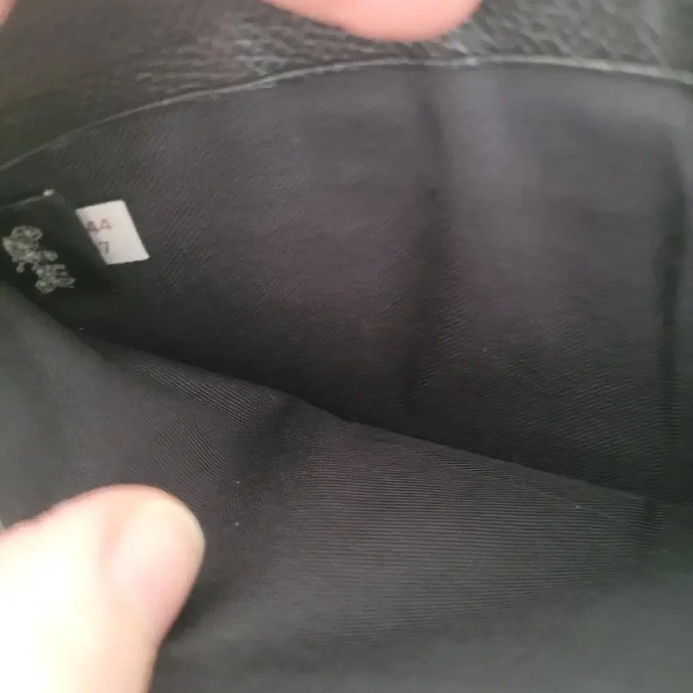 COACH New York Crossgrain‎ Leather Zip Around Wallet Clutch Black Long